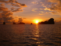sunset over the islands